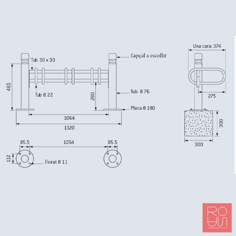 Aparcabicicletes Model Província per 3 o 6 places